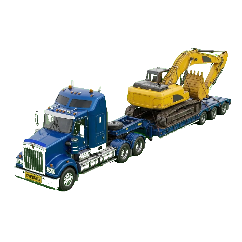 Heavy haulage truck transporting massive industrial machinery