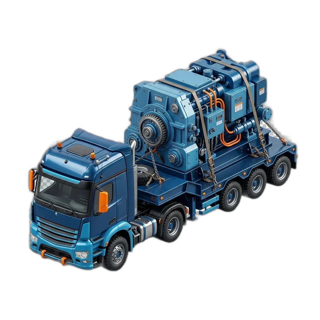 Oversized load being carefully transported on a multi-axle trailer